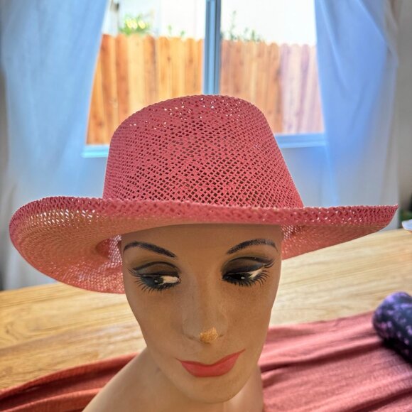 Pink Western Mesh Sun Hat | Derby, Rodeo, Garden Party Y2K Style - Picture 2 of 4